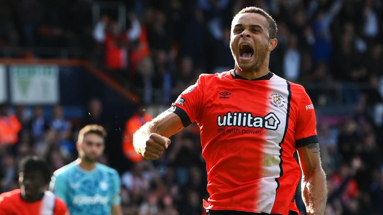 Carlton Morris celebrates his equaliser