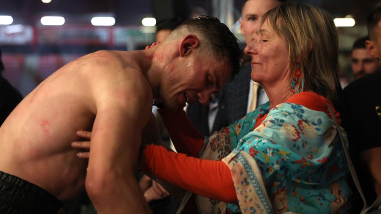 Chris Billam-Smith with his family after the fight