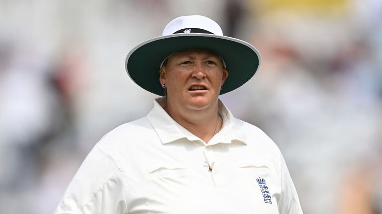 Umpire Sue Redfern during day two of the Women's Ashes Test match between England and Australia at Trent Bridge.