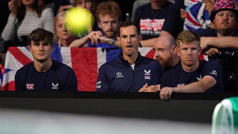 Great Britain's Jack Drap (left), Andy Murray (centre) and Cameron Norrie