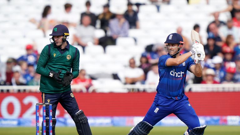 England&#39;s Sam Hain (right) batting during the second Metro Bank One Day International match at Trent Bridge, Nottingham. Picture date: Saturday September 23, 2023.