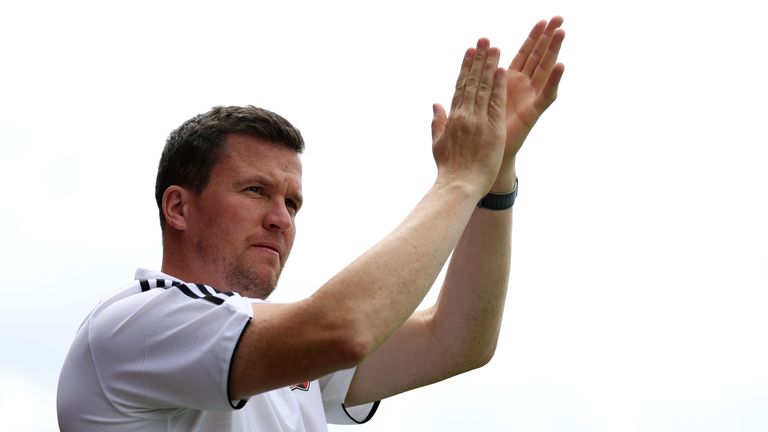 Exeter City manager&#39;s Gary Caldwell during the pre-season friendly match at St James Park, Exeter. Picture date: Saturday July 29, 2023.