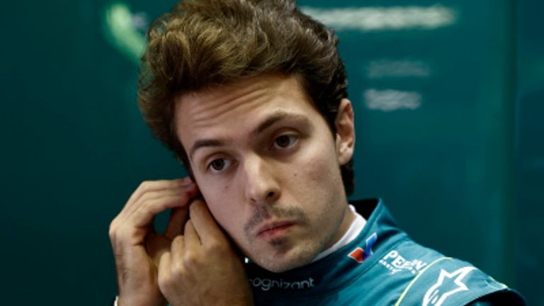 AUTODROMO NAZIONALE MONZA, ITALY - AUGUST 31: Felipe Drugovich, Aston Martin F1 Team in the garage during the Italian GP at Autodromo Nazionale Monza on Thursday August 31, 2023 in Monza, Italy. (Photo by Zak Mauger / LAT Images)