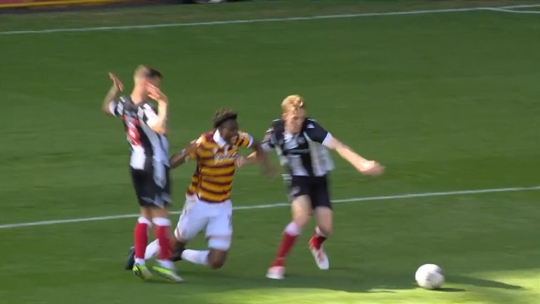 Decision: Penalty not awarded – Caution for simulation (Bradford City) THUMB 