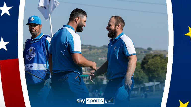 A Jon Rahm putt gave Team Europe a 1-0 lead at the Ryder Cup as he partnered Tyrrell Hatton in a 4&3 victory against Scottie Scheffler and Sam Burns in Rome.