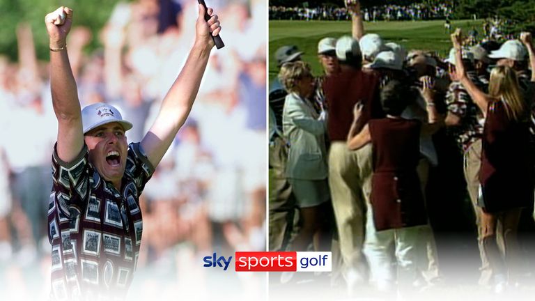 Relive the controversial ending to the 1999 Ryder Cup, which saw Justin Leonard and the American team celebrate a monster birdie putt at the 17th before Jose Maria Olazabal even had the chance to tie the hole with his putt.