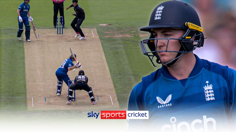 Harry Brook gets caught out in England&#39;s fourth ODI against New Zealand