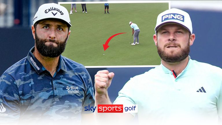 'Terrific!' | Jon Rahm fist pumps after Tyrrell Hatton birdie putt on ...