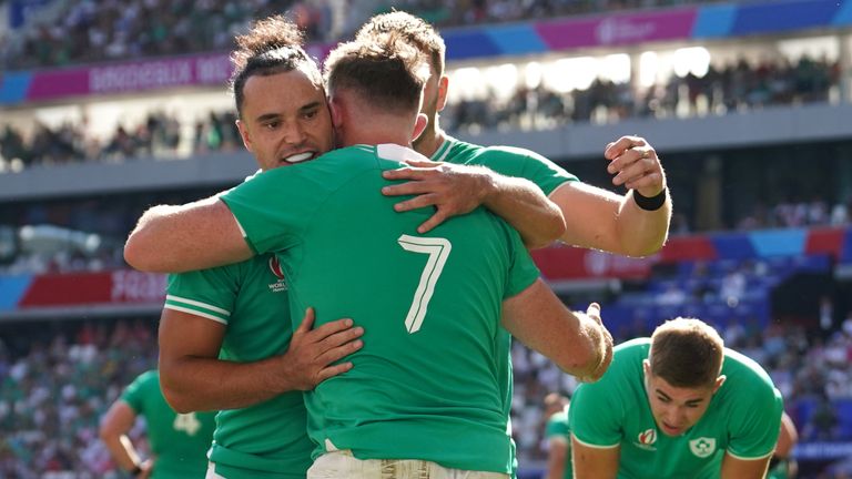 Ireland romped to a 82-8 victory against Romania in their opening World Cup match in Bordeaux 