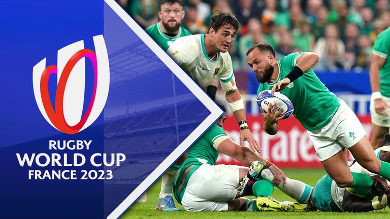 Ireland&#39;s Jamison Gibson-Park (centre) attempts to hold onto the ball from pressure during the Rugby World Cup 2023, Pool B match at the Stade de France in Paris, France. Picture date: Saturday September 23, 2023.