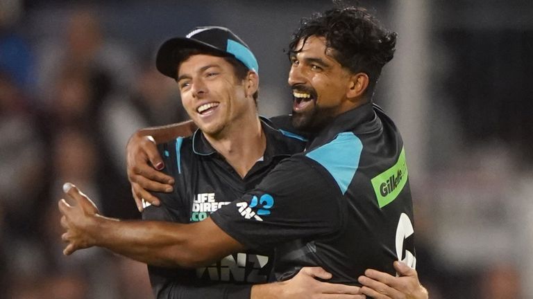 Ish Sodhi and Mitchell Santner of New Zealand (PA Images)