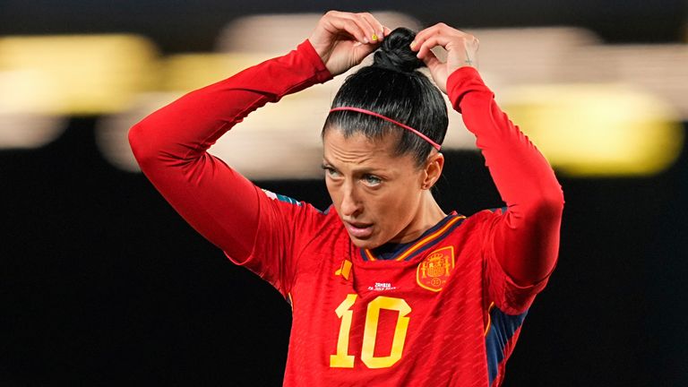 Spain&#39;s Jenni Hermoso looks on during a Group C match at the Women&#39;s World Cup last month