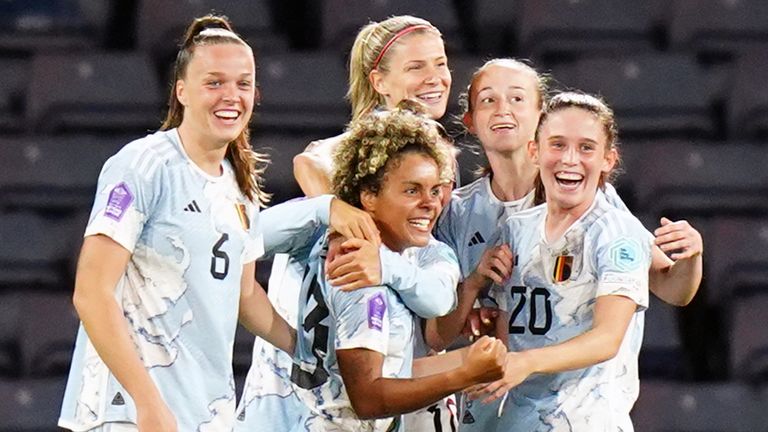 Kassandra Missipo (centre) had put Belgium in front early in the second half