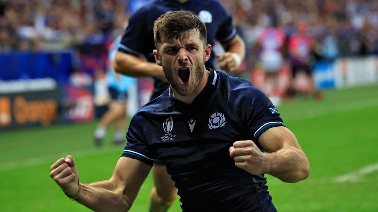 Blair Kinghorn scored one of seven Scotland tries, as they claimed a Rugby World Cup win vs Tonga