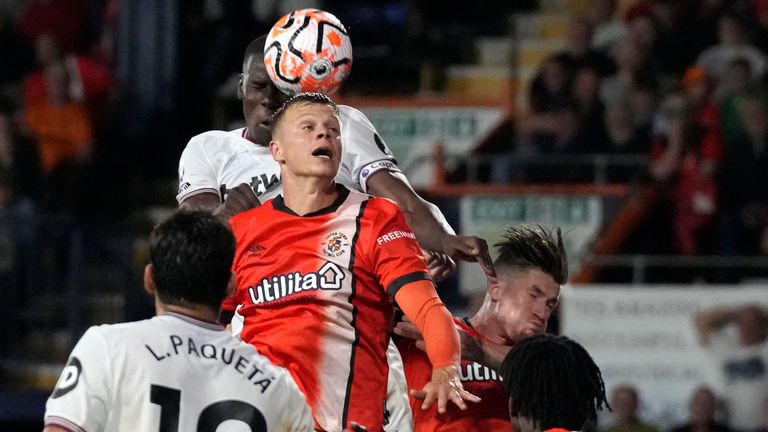 Kurt Zouma heads in West Ham's second goal