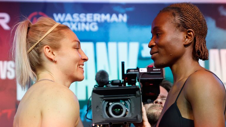 SMITH v EUBANK JR 2 BOXXER .01/09/2023 NEW CENTURY MANCHESTER.WEIGH IN.PIC LAWRENCE LUSTIG/BOXXER.(PICS FREE FOR EDITORIAL USE ONLY).WELTERWEIGHT CONTEST.LAUREN PRICE v LOLITA MUZEYA