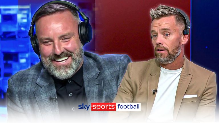 Lee Hendrie and Kris Boyd react to Scotland&#39;s goal against England