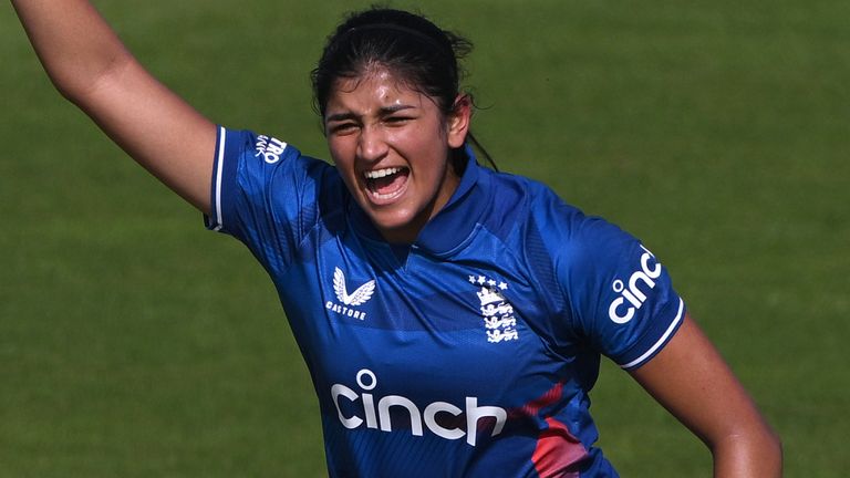 Mahika Gaur celebrates her first ODI wicket (Getty Images)