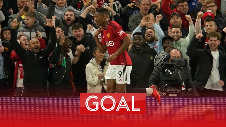 Manchester United&#39;s Anthony Martial celebrates