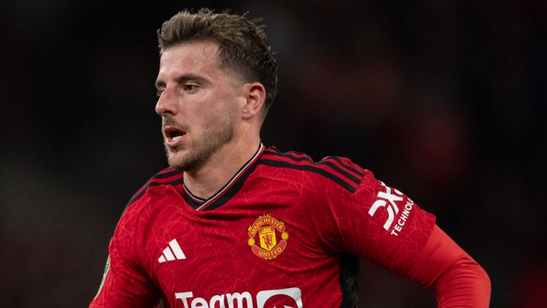 Mason Mount of Manchester United during the Carabao Cup Third Round match between Manchester United and Crystal Palace at Old Trafford on September 26, 2023 in Manchester, England. (Photo by Visionhaus/Getty Images) *** Local Caption *** Mason Mount 