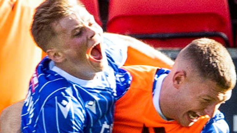 PERTH, SCOTLAND - SEPTEMBER 02: St Johnstone's Max Kucheriavyi  celebrates scoring to make it 2-2 during a cinch Premiership match between St Johnstone and Dundee at McDiarmid Park, on September 02, 2023, in Perth, Scotland. (Photo by Alan Harvey / SNS Group)