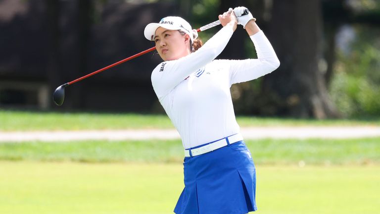 Minjee Lee hits a shot out from the fairway on the 12th hole during the final round of the Kroger Queen City Championship at the Kenwood Country Club in Cincinnati, Ohio (Photo by Brian Spurlock/Icon Sportswire) (Icon Sportswire via AP Images)