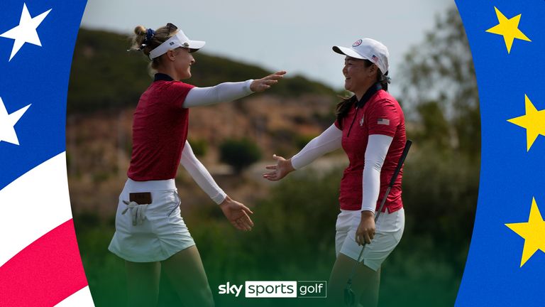 A putt from Allisen Corpuz secured Team USA a clean-sweep in the morning foursome matches on day one at the Solheim Cup in Spain