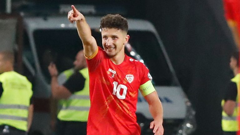 North Macedonia's Enis Bardhi celebrates equalising