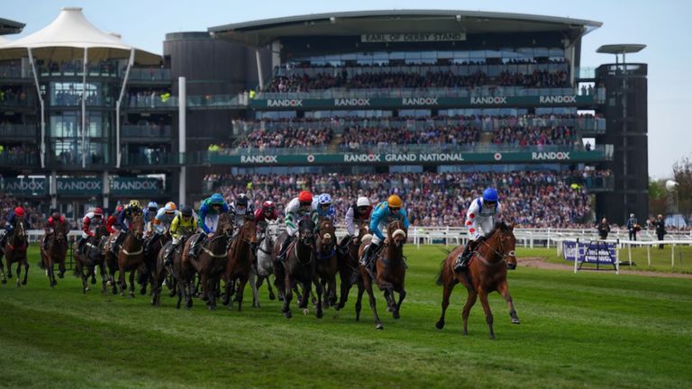Outlaw Peter leads the field out at Aintree in April