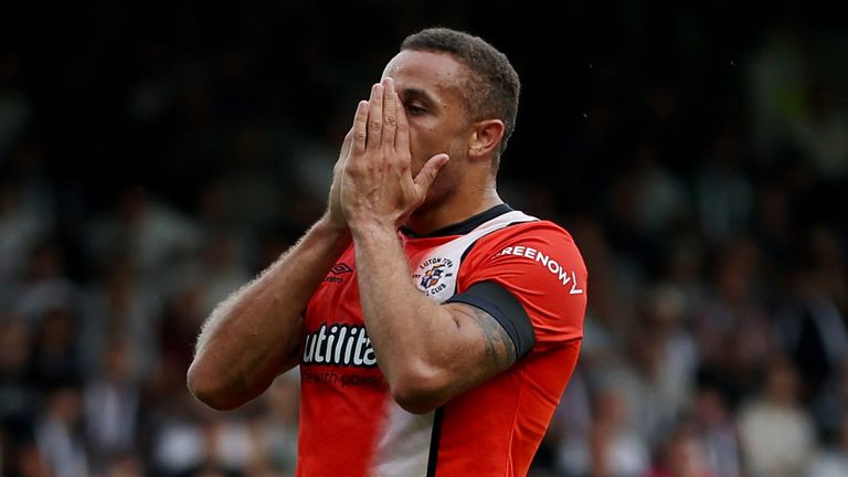 Carlton Morris rues a missed chance against Fulham