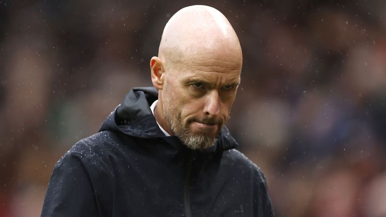 Erik Ten Hag heads for the dressing room following Manchester United's loss to Crystal Palace