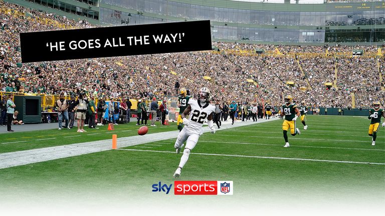 Saints' Rashid Shaheed returns a punt for a 76-yard touchdown against the  Packers, NFL Highlights