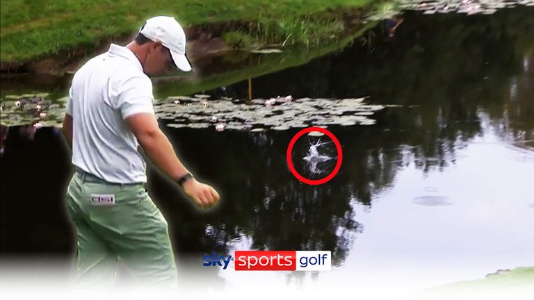 Rory McIlroy found the water twice during the final round of the Irish Open. 