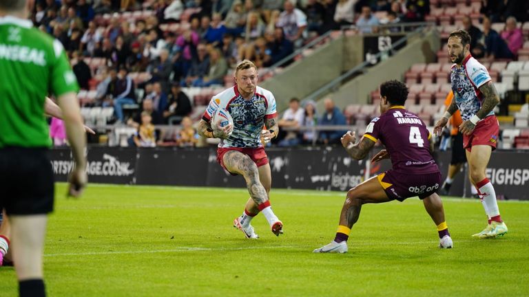 Joshua Charnley carried the ball up the pitch. Credit: Leigh Leopards