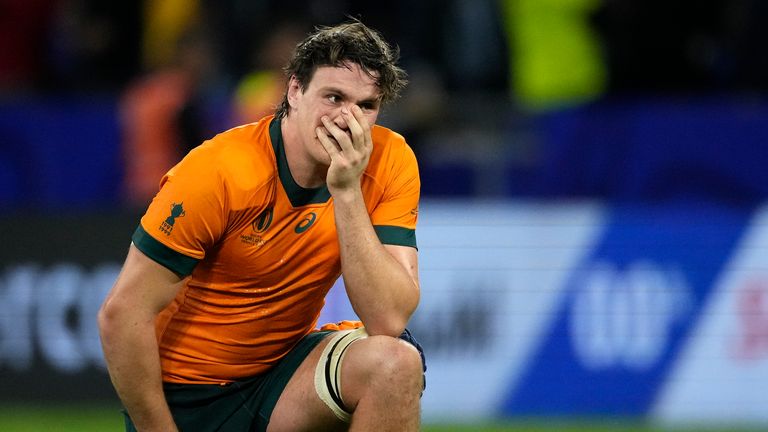 Australia's Tom Hooper looks dejected after Wales beat the Wallabies 40-6 with a game to spare
