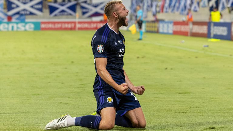 Райан Портеус забил свой первый гол за Шотландию в матче с Кипром