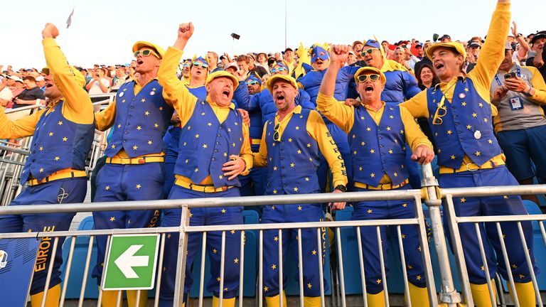 The Guardians of the Ryder Cup tried to raise the noise in the grandstand at the first