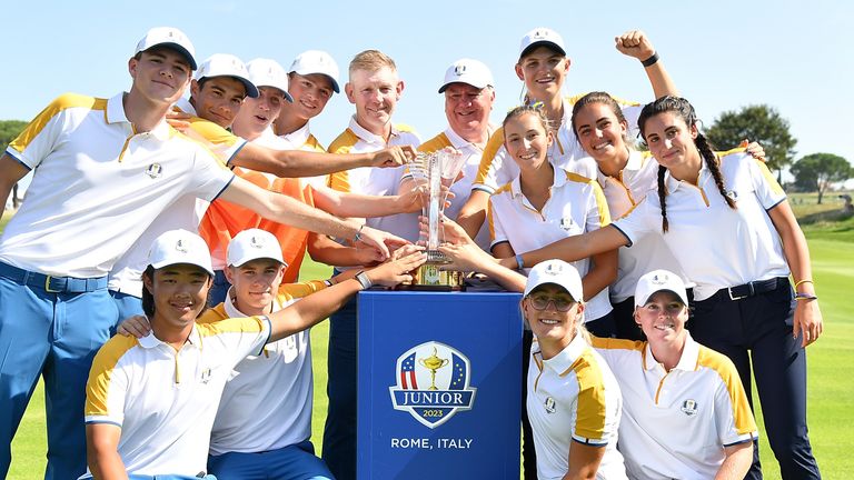 ROME, ITALY - SEPTEMBER 28: during Day Three of the 2023 Junior Ryder Cup at Marco Simone Golf Club on September 2 8, 2023 in Rome, Italy. (Photo by Valerio Pennicino/Getty Images)