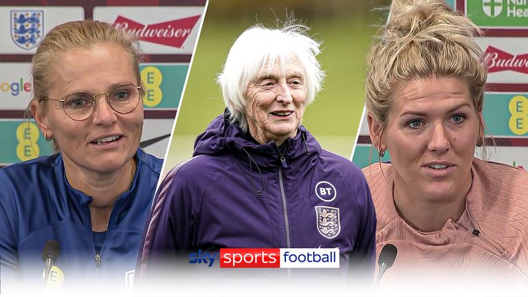 Sarina Wiegman and Millie Bright discuss Baroness Sue Campbell