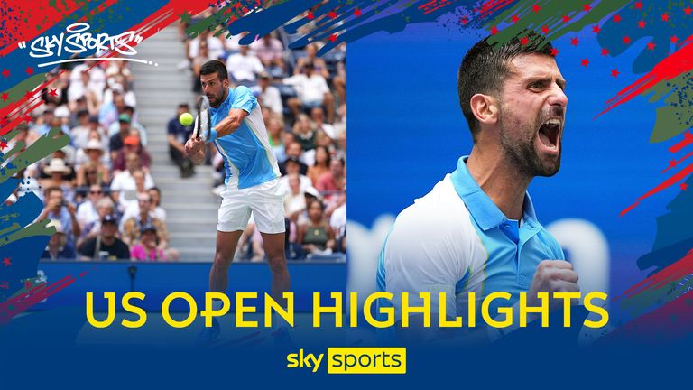 Highlights of Novak Djokovic&#39;s quarter-final match against Taylor Fritz at the US Open.