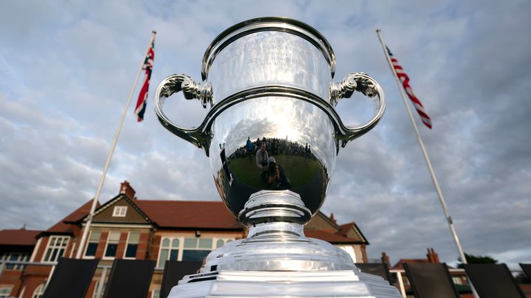 The Walker Cup trophy ahead of the competition