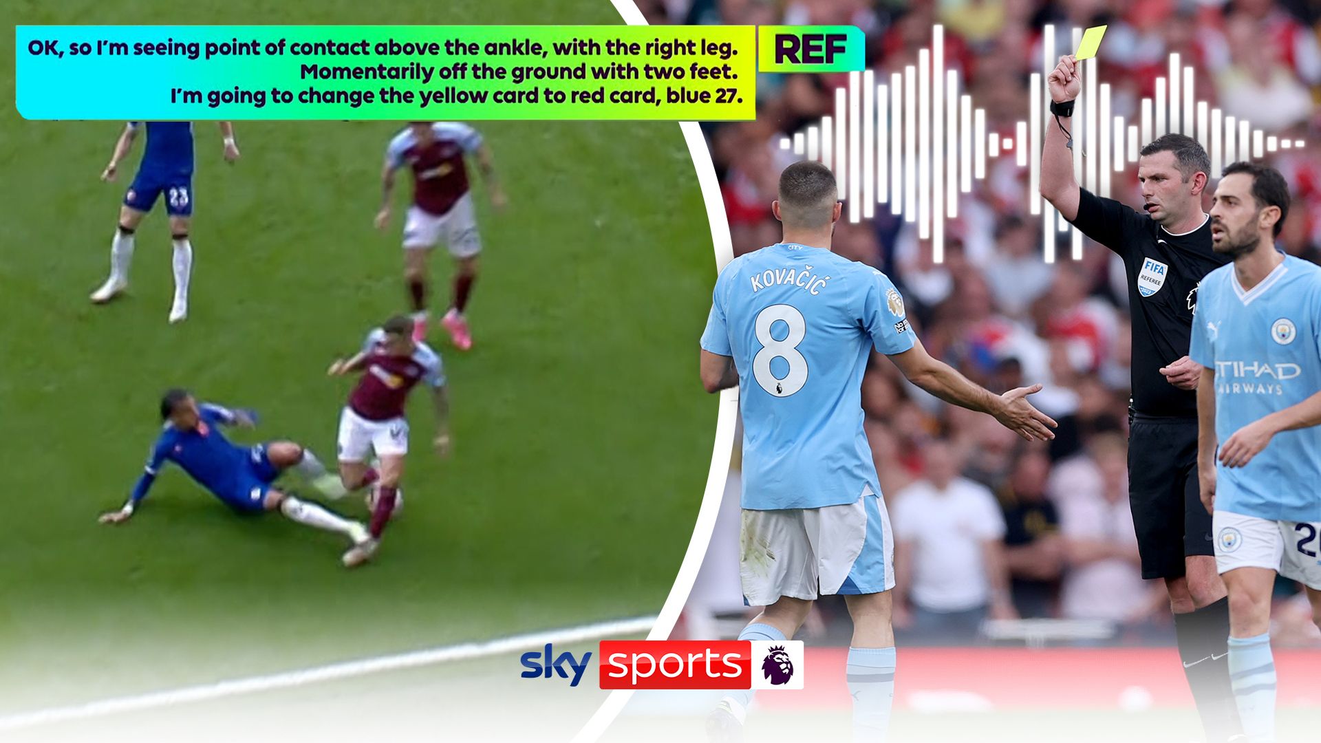 Match Officials Mic'd Up | Why Chelsea's Gusto saw red but City's Kovacic didn't