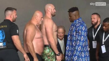 Shirtless John and Tyson Fury face off against Ngannou