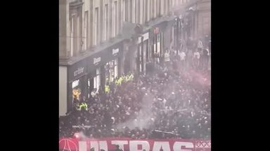 PSG ultras march through Newcastle city centre