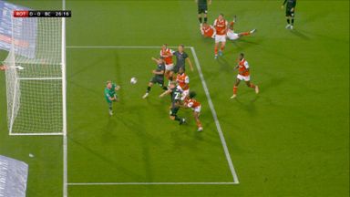Bristol City denied a penalty after Bell is wrestled to the ground