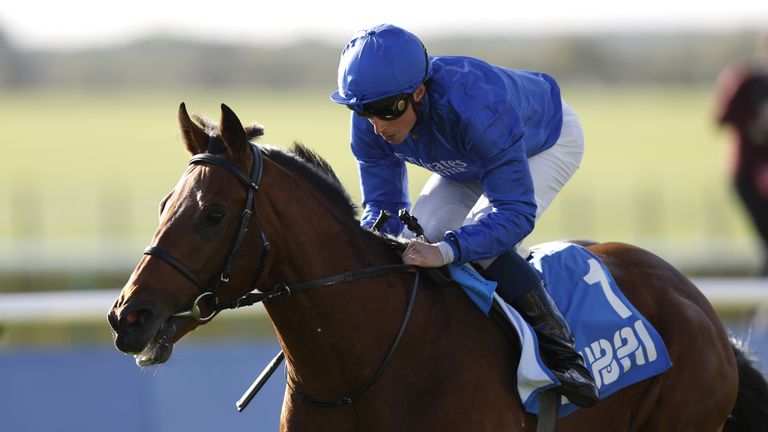 Arabian Crown is eased down by William Buick after victory in the Zetland Stakes