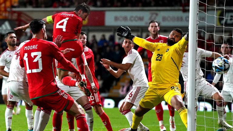 Ben Davies scores Wales' first goal against Gibraltar