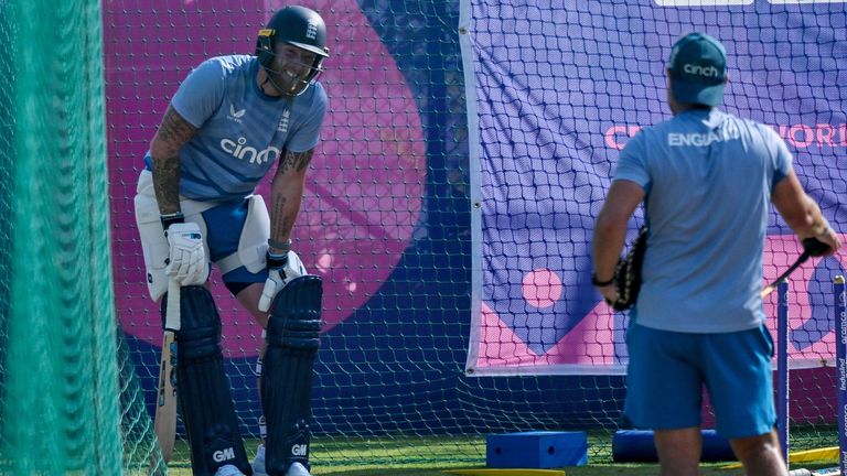Ben Stokes was seen grimacing during a nets session on Sunday