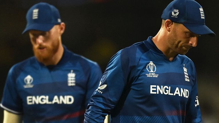 Ben Stokes and Jos Buttler show their dejection during England's defeat by Sri Lanka