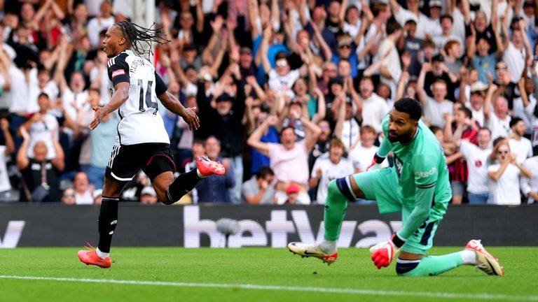 Fulham's Bobby De Cordova-Reid (left) celebrates scoring their side's first goal of the game